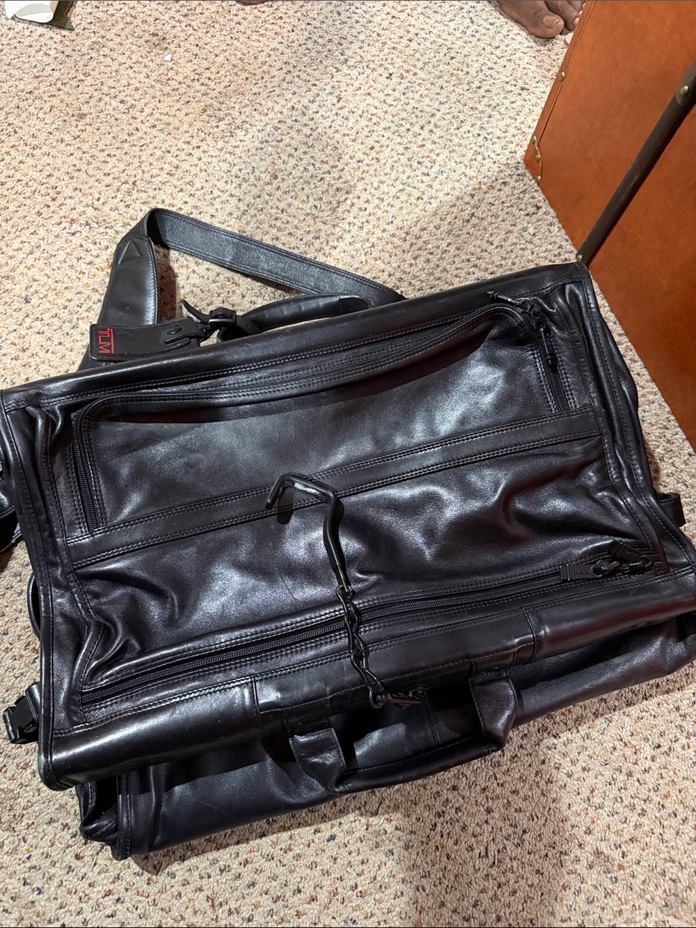 Tumi Black Leather Laptop Messenger Bag